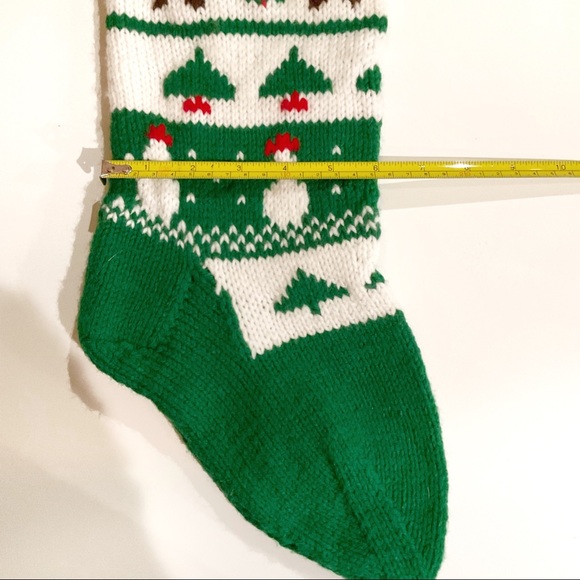 🛑 VTG Christmas Stocking, Personalized with “Rick”, Trees, Reindeer & Snowman - Picture 3 of 4
